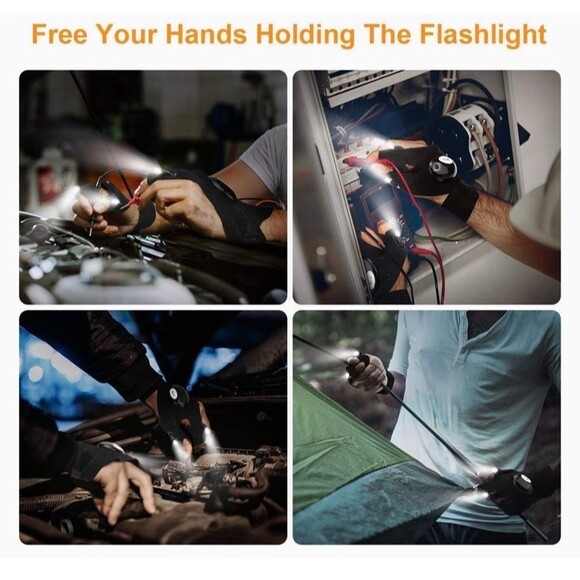 Flashlight Gloves LED Waterproof Hands Free Lights for Car Repairing Gift S - Picture 4 of 6